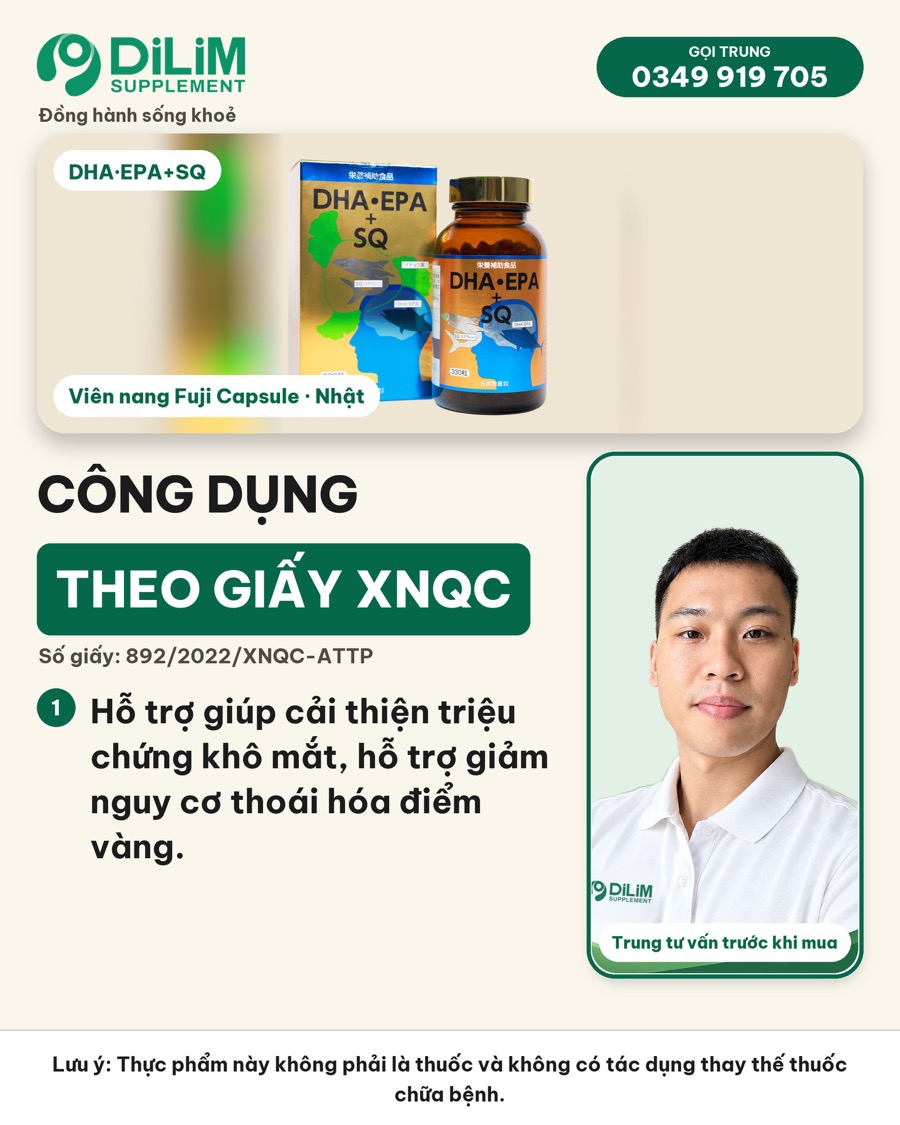 Công dụng DHA·EPA+SQ theo giấy XNQC 892/2022